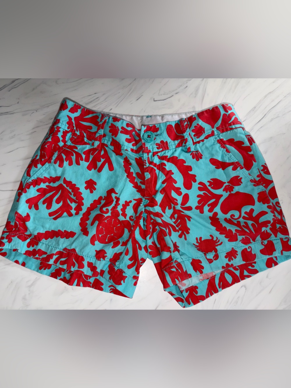 Lilly pulitzer shorts cotton beach Don't Be Shellfish coral Callahan 00 twill 5"